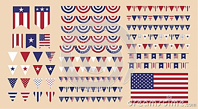 American independance day decoration collection. Vector eps10 Vector Illustration