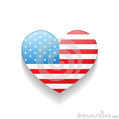 American independence day heart Vector Illustration
