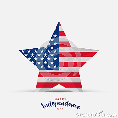 American Independence Day with star in national flag colors Vector Illustration