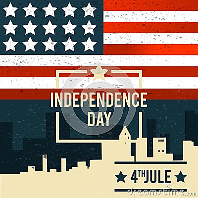 American Independence Day. The 4th of July. A banner with the Am Vector Illustration