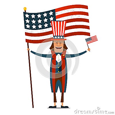 American Independence Day. The 4th of July. Man in traditional c Vector Illustration