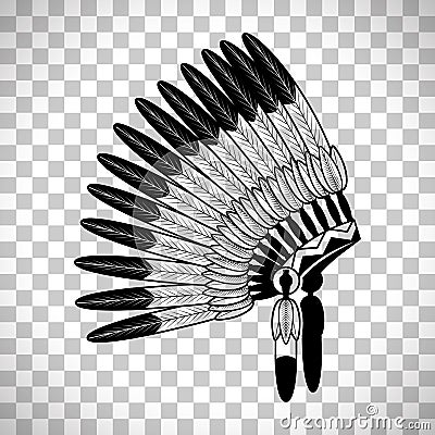 American Indian feathers war bonnet Vector Illustration