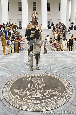 American Indian in front of Virginia State Capitol Editorial Stock Photo