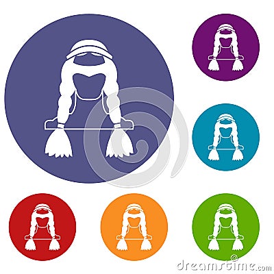 American indian icons set Vector Illustration