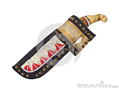 American Indian knife and sheath isolated. Stock Photo