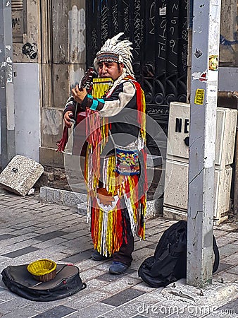 American Indian playing Musical Instruments Istanbul Editorial Stock Photo