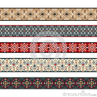 American indian ribbons pattern set Vector Illustration