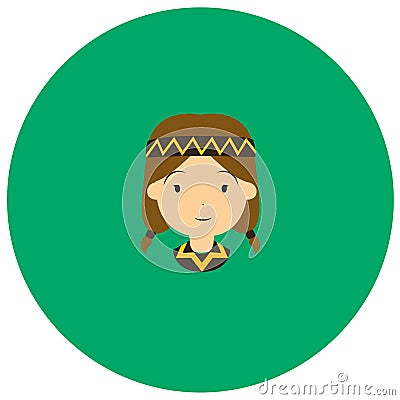 American indian women cute icon in trendy flat style isolated on color background. Stock Photo