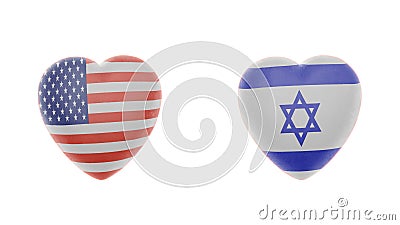 American and Israel Flags Heart. Partnership between America and Israel countries concept Stock Photo