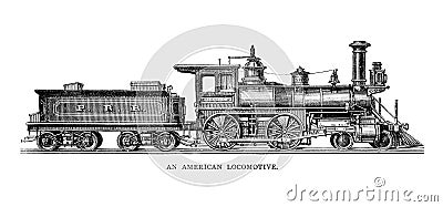 American locomotive Cartoon Illustration