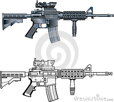 American m4 automatic assault rifle Vector Illustration