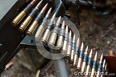 American machine gun during the world war two reconstitution for the 75 th anniversary of the liberation of Alsace in Stock Photo