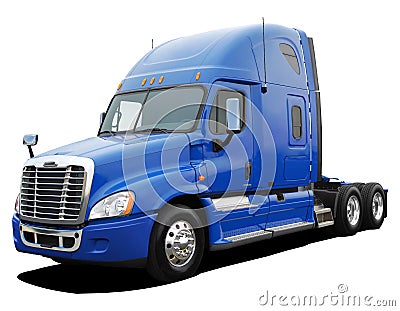 American modern tractor in blue. Stock Photo