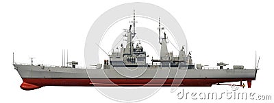 American Modern Warship Over White Background Stock Photo