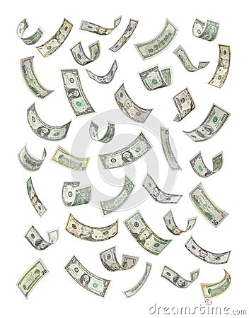 American Money Falling Raining Stock Photo