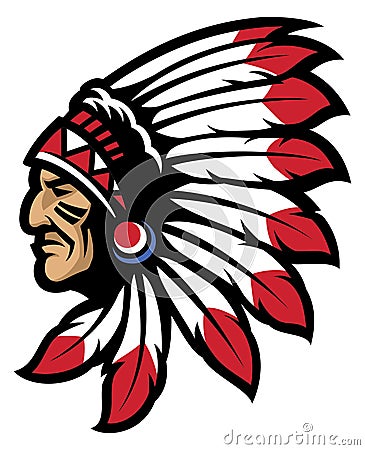 American native chief head mascot Vector Illustration