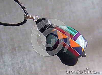 American Native Indians Jewelry Accessory Zuni Turtle Bear Earrings Pendant Charm Necklace fetishes Minerals Mosaic Inlay Tribe Ma Editorial Stock Photo