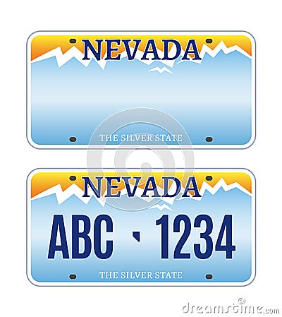 American Nevada car license plate vector registration. Car licence vehicle nevada state numberplate design Vector Illustration