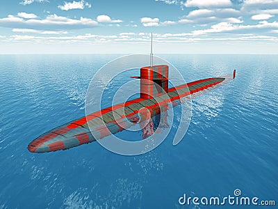 American Nuclear Submarine Cartoon Illustration