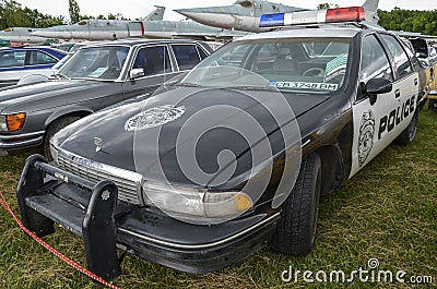 American old car Chevrolet Caprice police interceptor 1990 at Old Car Land Editorial Stock Photo