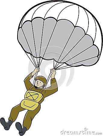 American Paratrooper Parachute Cartoon Stock Photo