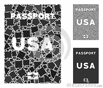 American passport Mosaic Icon of Humpy Elements Stock Photo