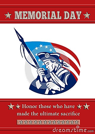 American Patriot Memorial Day Poster Greeting Card Cartoon Illustration