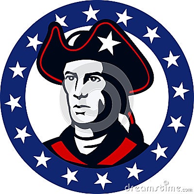 American Patriot Minuteman Stars Retro Vector Illustration