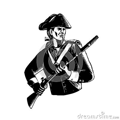 American Patriot Scratchboard Vector Illustration