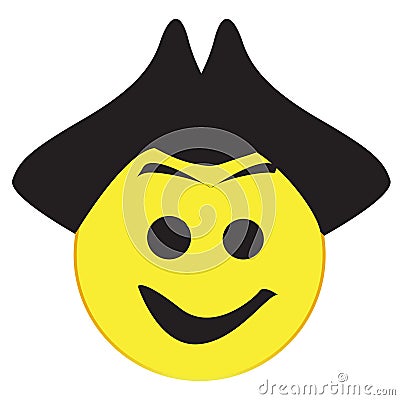 American Patriot With Hat Smile Face Button Isolated Vector Illustration