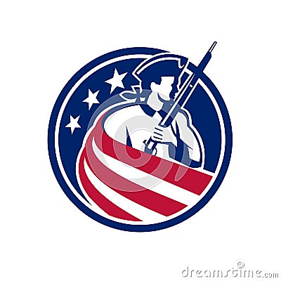 American Patriot USA Flag Icon Vector Illustration
