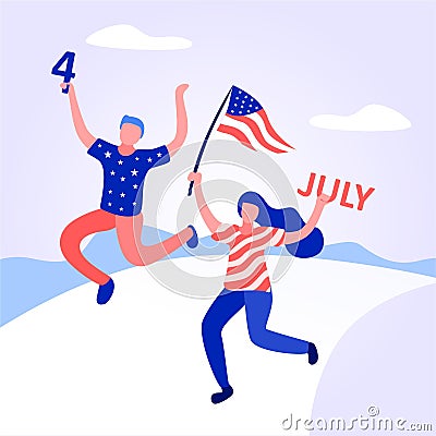 American people celebrate independence day Vector Illustration