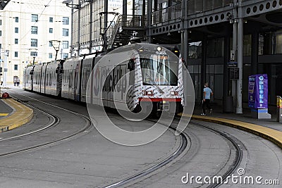 American Plaza MTS Station in downtown San Diego, California Editorial Stock Photo