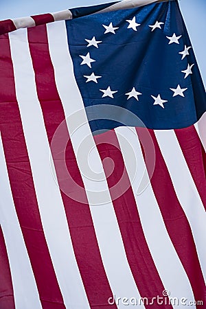 American 13 point historic flag often named the Betsy Ross flag, t Stock Photo