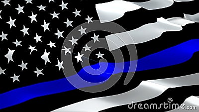 American Police Waving Flag. National 3d Thin Blue Line Flag Waving. Sign  of American Police Seamless Loop Animation Stock Footage - Video of police,  combat: 144438940