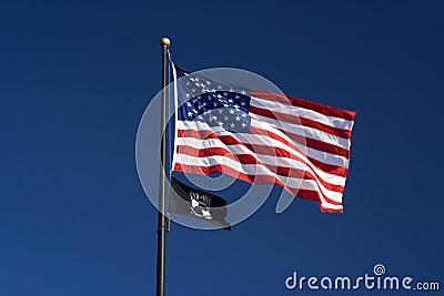 American and POW MIA Flags Editorial Stock Photo