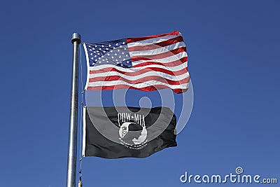 American and POW/MIA flags Editorial Stock Photo