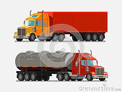 American powerful truck, lorry. Delivery, shipment, shipping, transportation concept. Vector illustration Vector Illustration