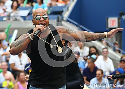 American rapper, singer, and songwriter Flo Rida participates at Arthur Ashe Kids Day 2016 Editorial Stock Photo