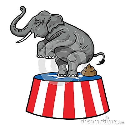 American Republican Party GOP Elephant Vector Cartoon Illustration Vector Illustration