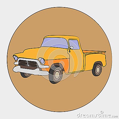 American retro pickup Vector Illustration