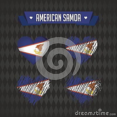American Samoa with love. Design vector broken heart with flag inside. Vector Illustration