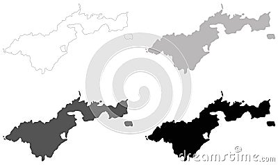 American Samoa map - unincorporated territory of the United States located in the South Pacific Ocean, southeast of Samoa Vector Illustration