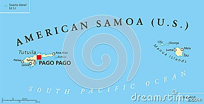 American Samoa Political Map Vector Illustration