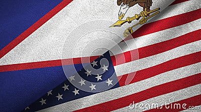 American Samoa and United States two flags textile cloth, fabric texture Stock Photo