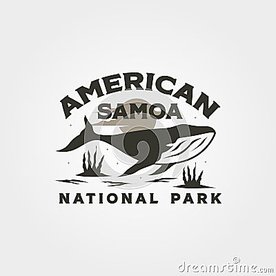 american samoa vintage logo vector with whales symbol illustration design Vector Illustration