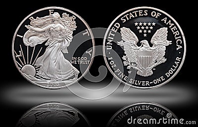 American silver eagle dollar gradient background Stock Photo