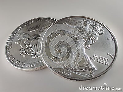 American Silver Eagles, Obverse and Reverse Stock Photo