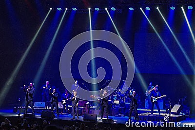 American singer Frankie Valli performing on stage at the Hard Rock Hotel and Casino in Hollywood. Editorial Stock Photo