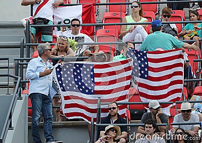 American sport fans supporting team USA during the Rio 2016 Olympic Games at the Olympic Park Editorial Stock Photo